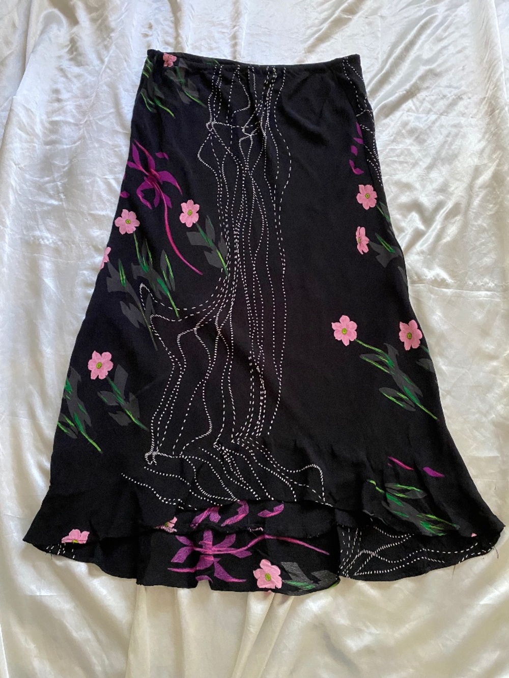 Vintage y2k Multicolor Abstract Floral Skirt boho Small *read*